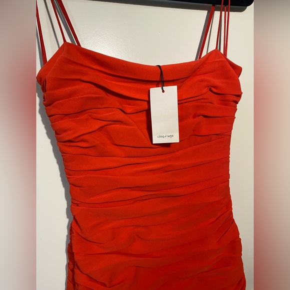 Cinq À Sept Vance Dress, Chili Pepper, Ruched Mini Dress - Picture 6 of 10